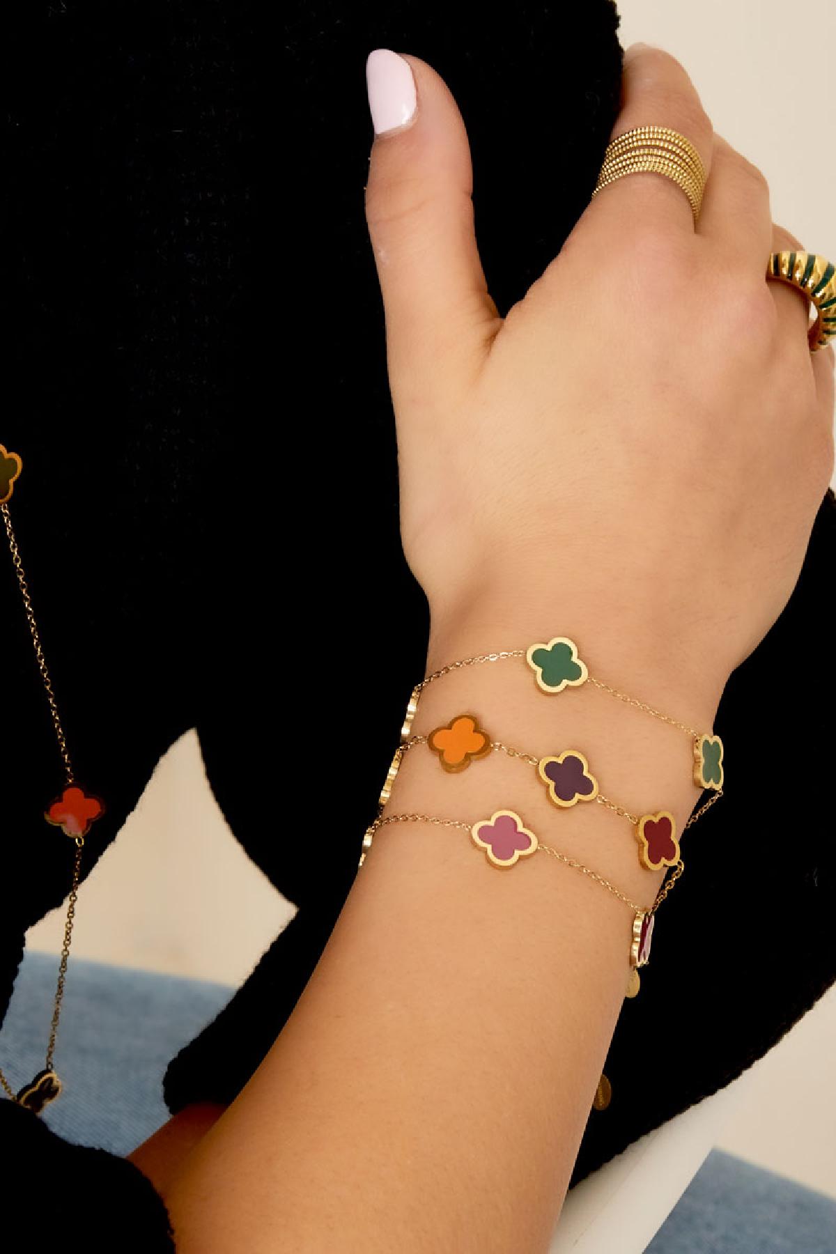 Bracelet three colorful clovers - orange